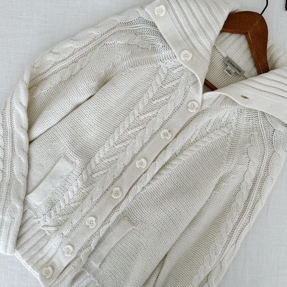 Cream Button up sweater St. John’s Bay - Picture 3 of 5